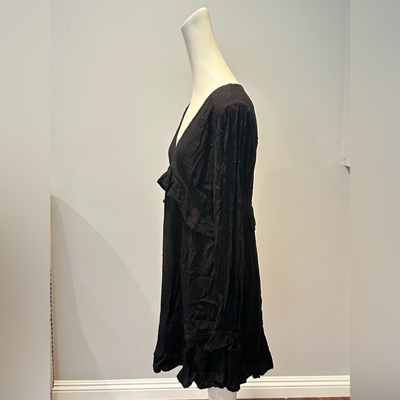 PAIGE Women's Odelise Dress Long Sleeve Angled Bust Seams Lace Trim in Black, - Picture 11 of 14